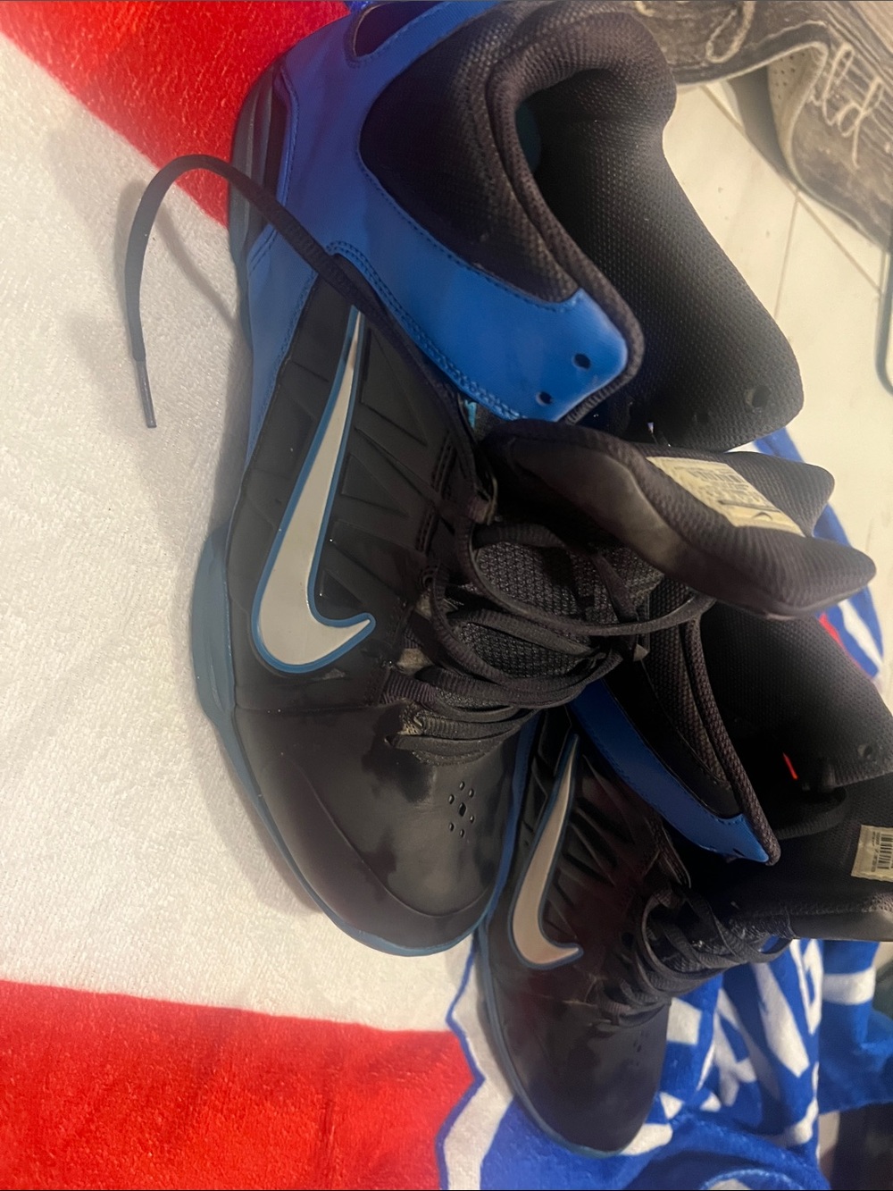 Nike Black and Royal Blue High-Top Basketball Sneakers